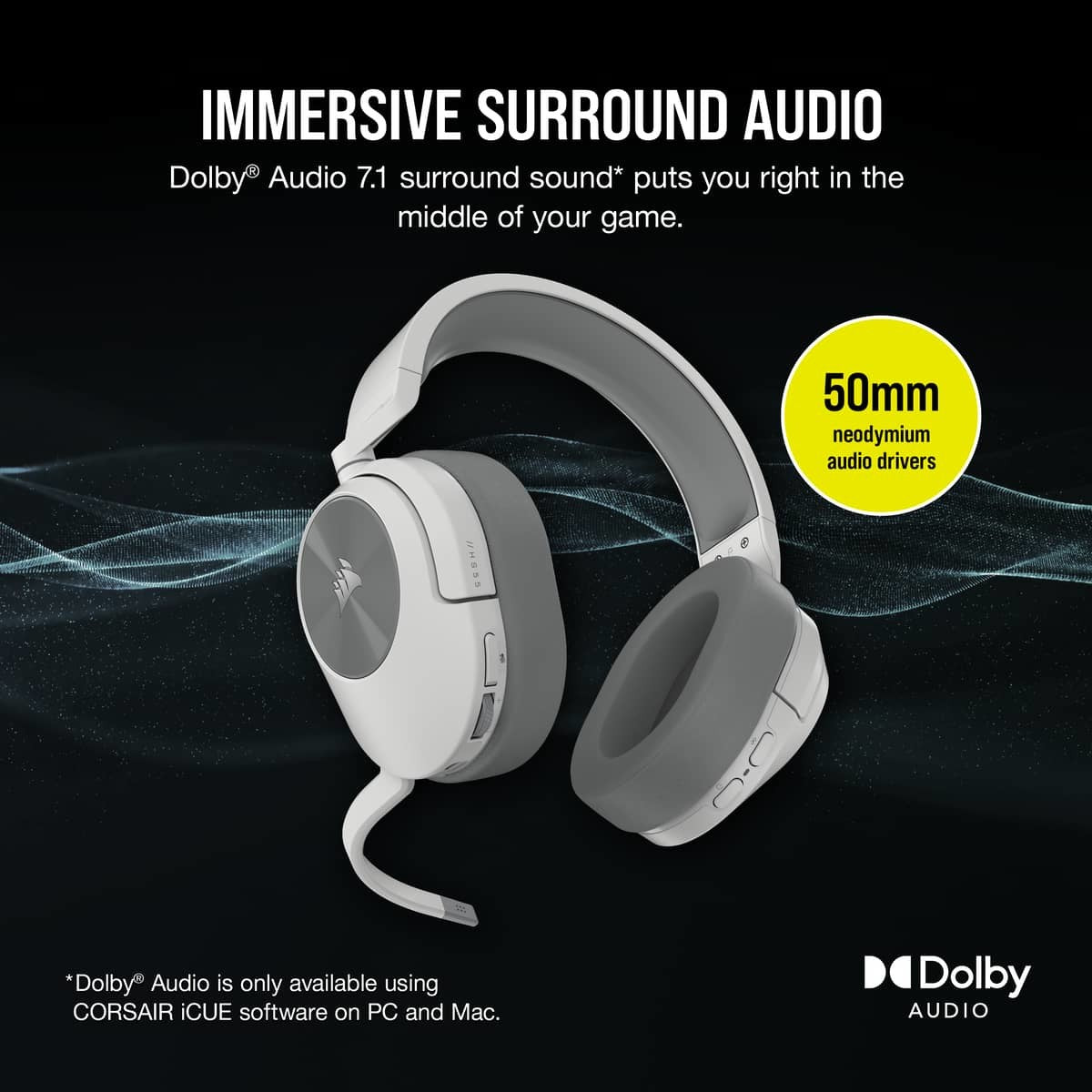 Corsair HS55 WIRELESS Casque Sans fil Arceau Gaming Bluetooth Blanc