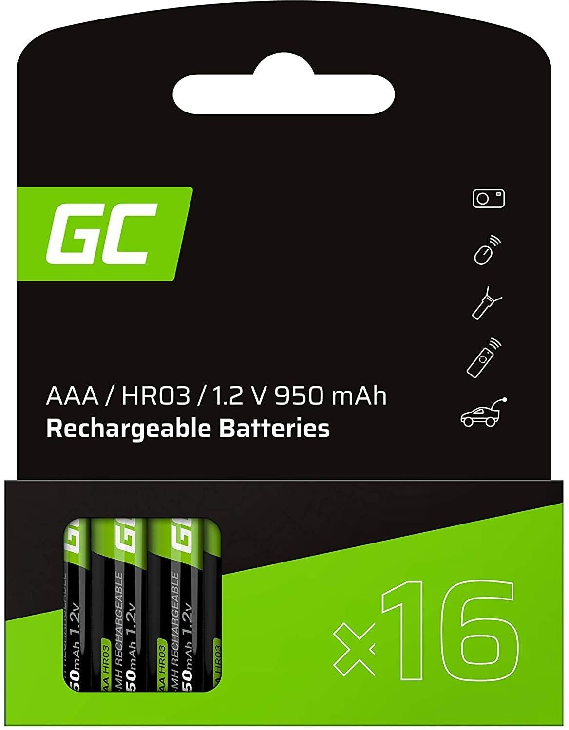 Green Cell GR12 Piles rechargeables 16x AAA R3 Ni-MH 950mAh