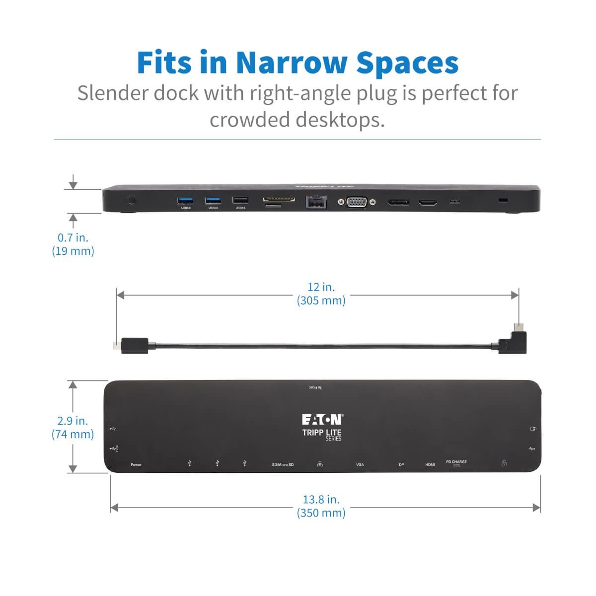 EATON TRIPPLITE USB-C Dock Triple Display 4K HDMI & DP VGA USB 3.2 Gen 1 USB-A/C Hub GbE 100W PD Charging