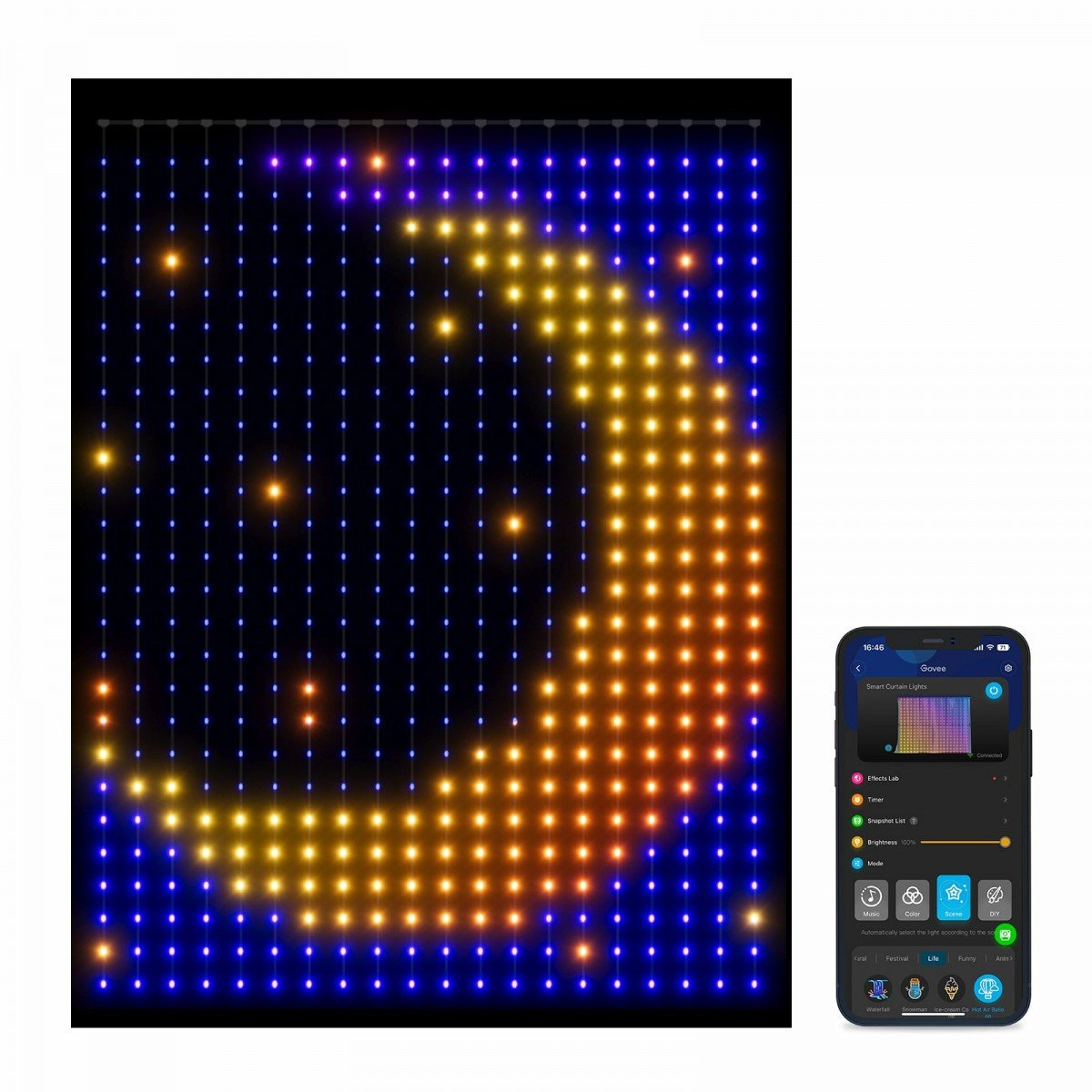 Govee H70B1 Curtain Light | Rideau, lumiere LED | Wi-Fi, Bluetooth, RGBIC, IP65