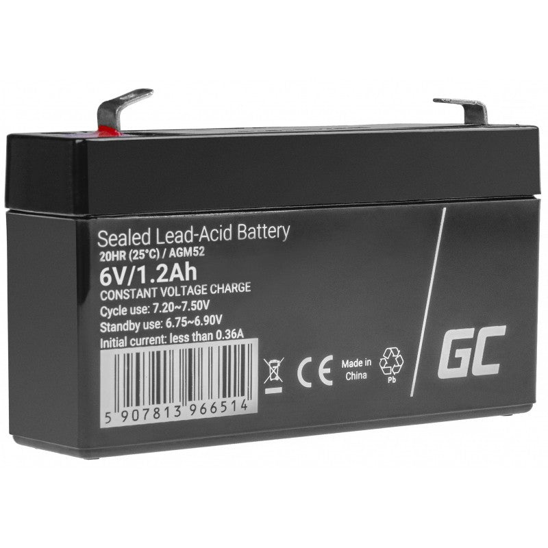 Green Cell AGM Battery Lead Acid VRLA 6V 1.2Ah for toys and alarms - Battery - Mono (D)