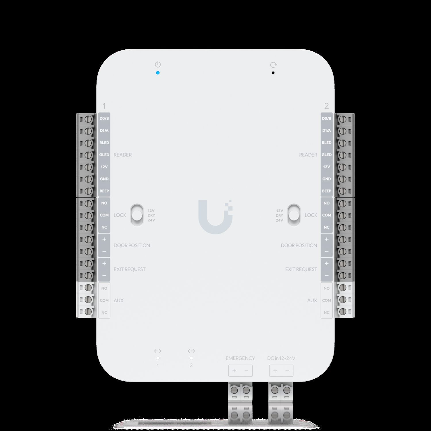 DC-powered hub that supports Wiegand and