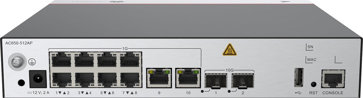 Contrôleur Huawei AC650-512AP, châssis principal AC650-512AP (ports électriques 10*GE, ports optiques 2*10GE, avec l'adaptateur AC/DC)