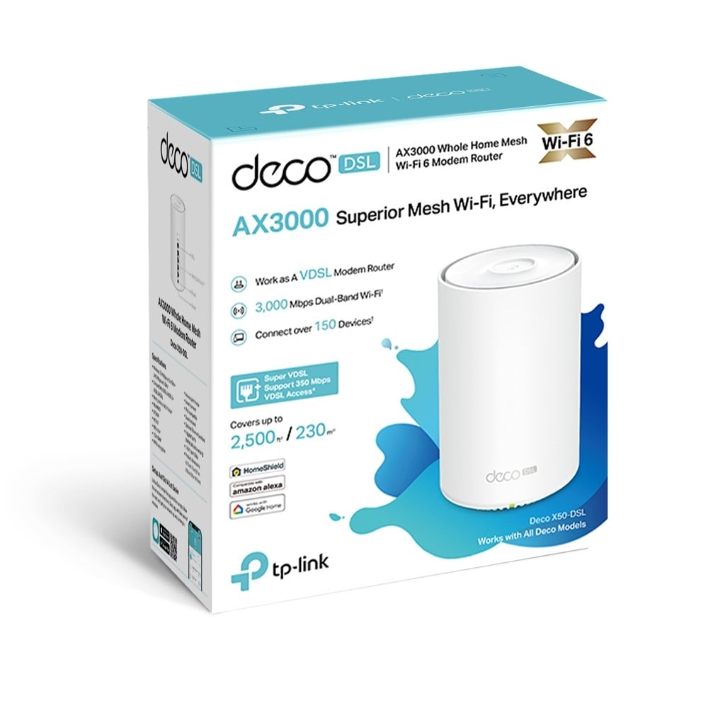 TP-Link Deco X50-DSL Bi-bande (2,4 GHz / 5 GHz) Wi-Fi 6 (802.11ax) Blanc 1 Interne