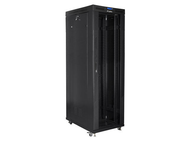 Lanberg FF01-8042-12BL free standing rack 19inch cabinet 42U 800x1000 glass door LCD flat pack black