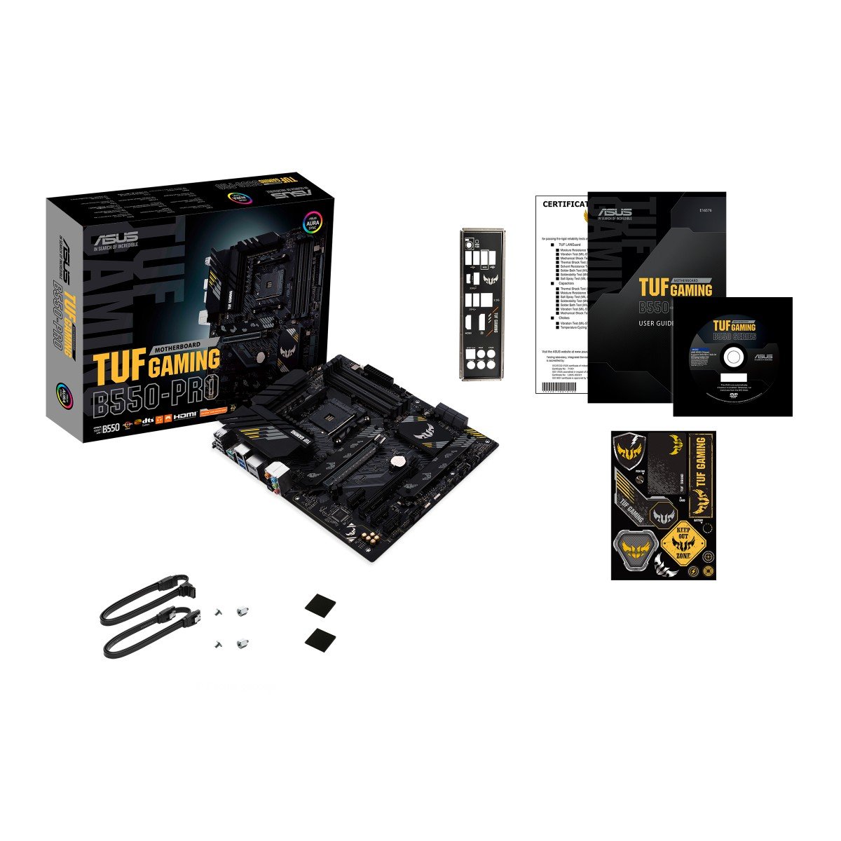 ASUS TUF GAMING B550-PRO AM4 PCIe 4.0 dual M.2 x16 SATA 6Gbps 2.5Gb Ethernet HDMI DisplayPort