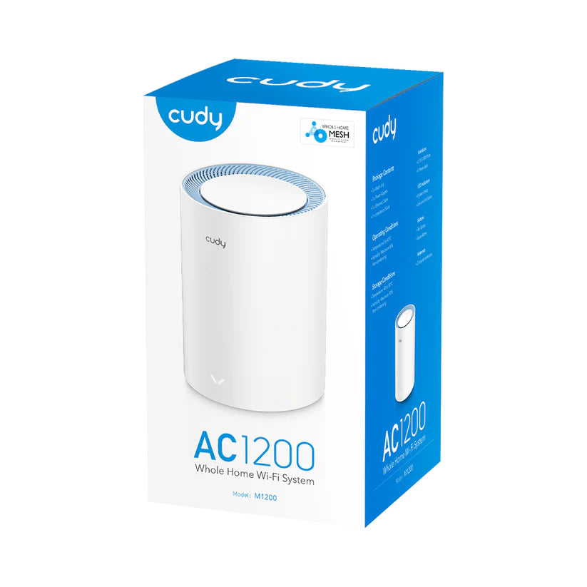 Cudy M1200 1-PACK systeme Wi-Fi maillé Bi-bande (2,4 GHz / 5 GHz) Wi-Fi 5 (802.11ac) Blanc 2 Interne