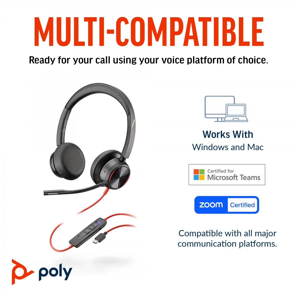 Poly BW 8225 Stereo -M USB-C HS+USB-C/A