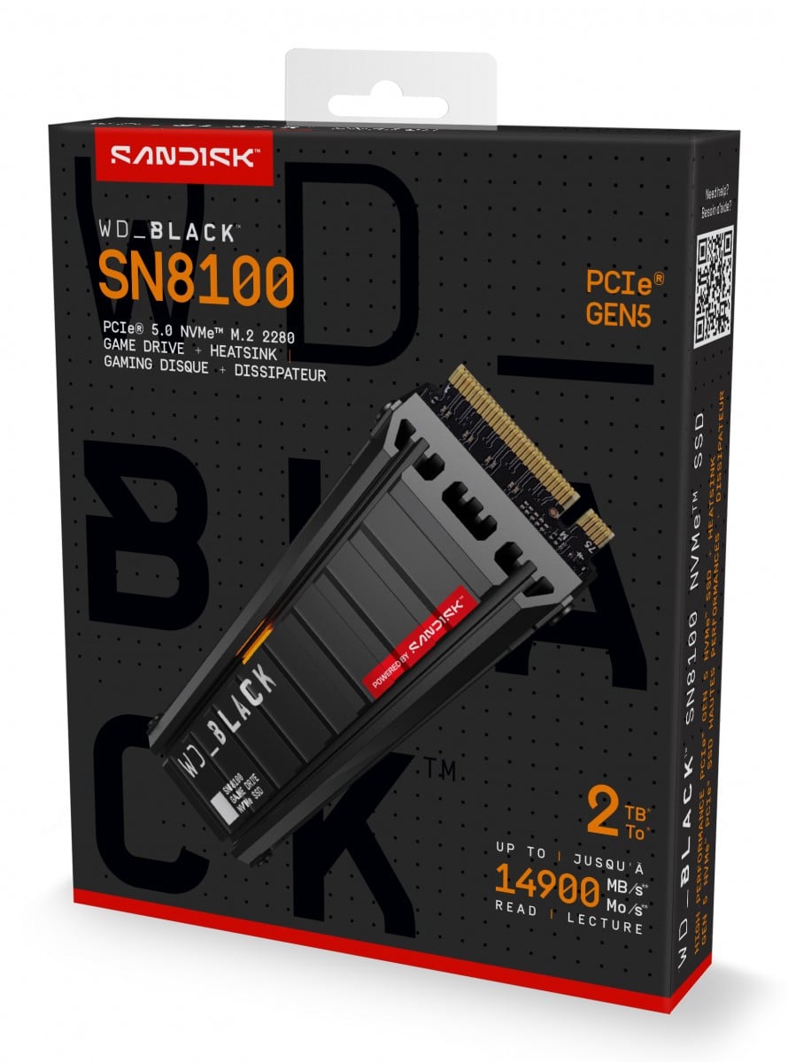 WD Black SN8100 NVMe SSD 2To M.2 2280 W/Heatsink POWERED BY SANDISK