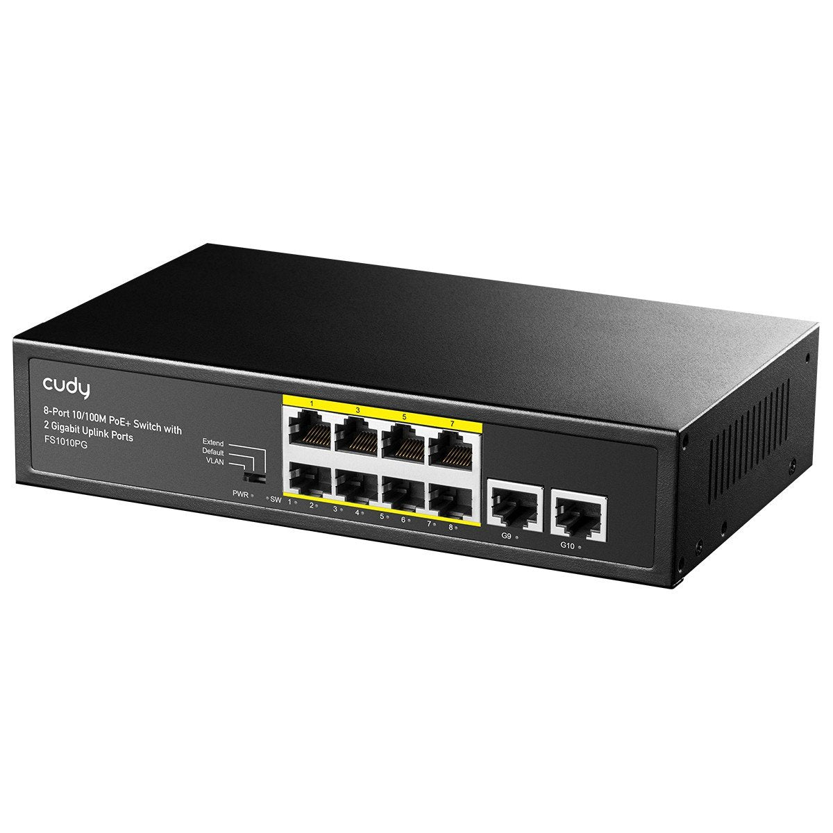 Cudy FS1010PG commutateur réseau Non-géré Fast Ethernet (10/100) Connexion Ethernet, supportant l'alimentation via ce port (PoE) Noir