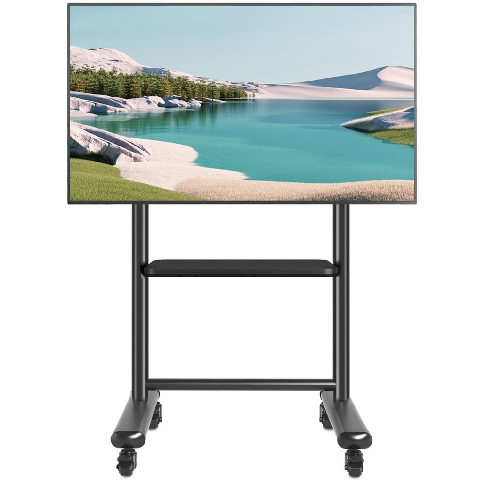 Techly ICA-TR533BK Support TV mobile 60-86” jusqu'a 68kg étagere AV réglable