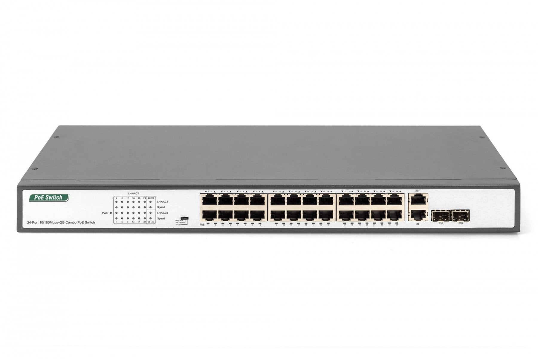 Digitus DN-95343 commutateur réseau Non-géré Fast Ethernet (10/100) Connexion Ethernet, supportant l'alimentation via ce port (PoE) 1U Noir, Argent