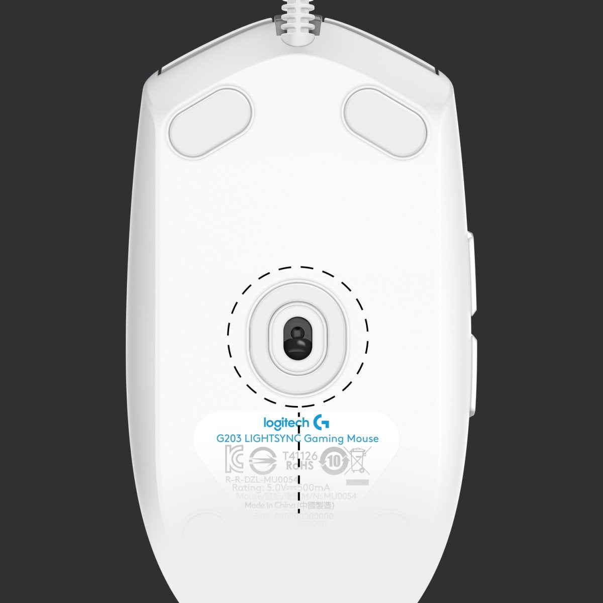 LOGITECH Gaming Mouse G203 LIGHTSYNC Mouse optical 6 buttons wired USB white
