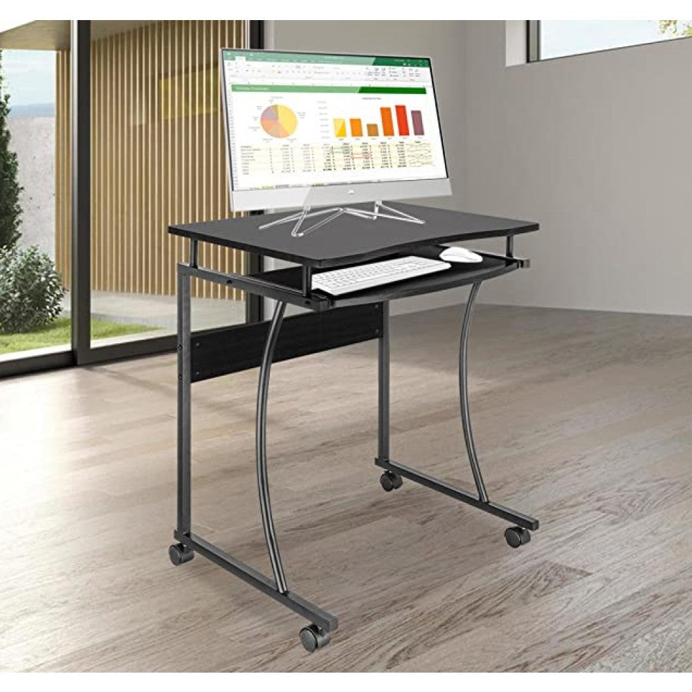 Bureau d'ordinateur mobile noir Techly ICA-TB 131B 600x480 avec étagere coulissante