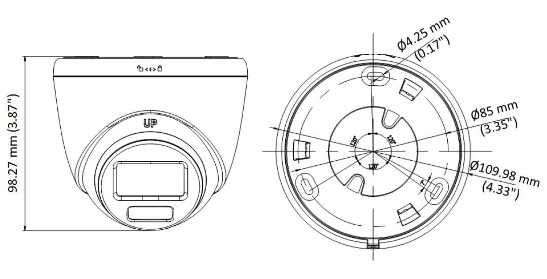 Hikvision DS-2CE72KF3T-LE(2.8mm) Caméra Turret Fixe 3K ColorVu a Double Éclairage PoC