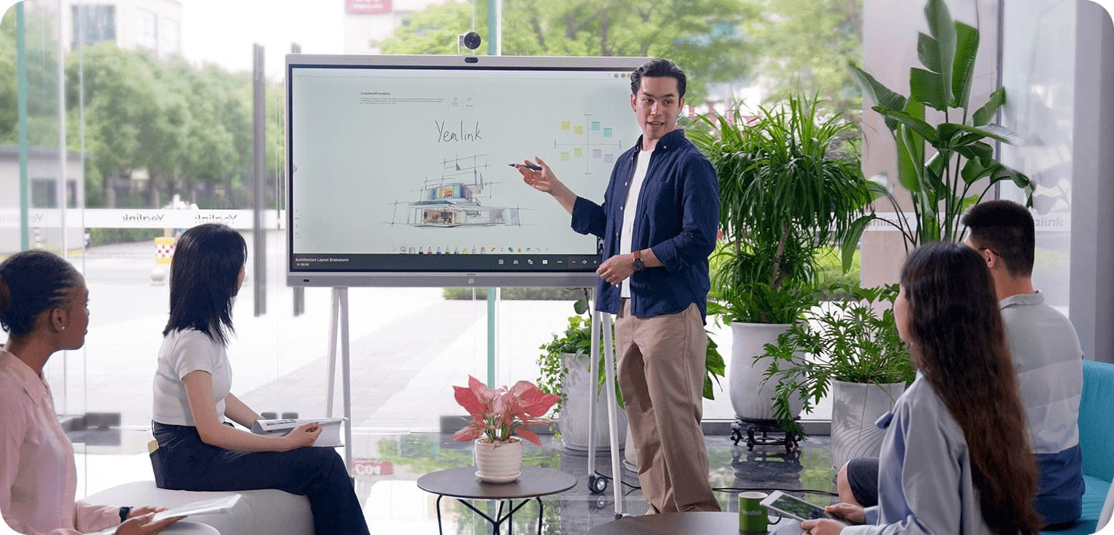 "Yealink MeetingBoard Écran plat interactif 165,1 cm (65"") LED Wifi 4K Ultra HD Noir Écran tactile Intégré dans le processeur Android 10"