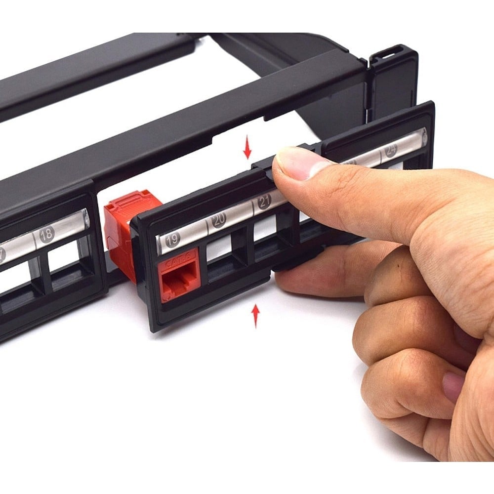 Techly I-KS PP-24-DEN Panneau de brassage UTP Keystone 24 ports avec 4 sections amovibles de 6 ports