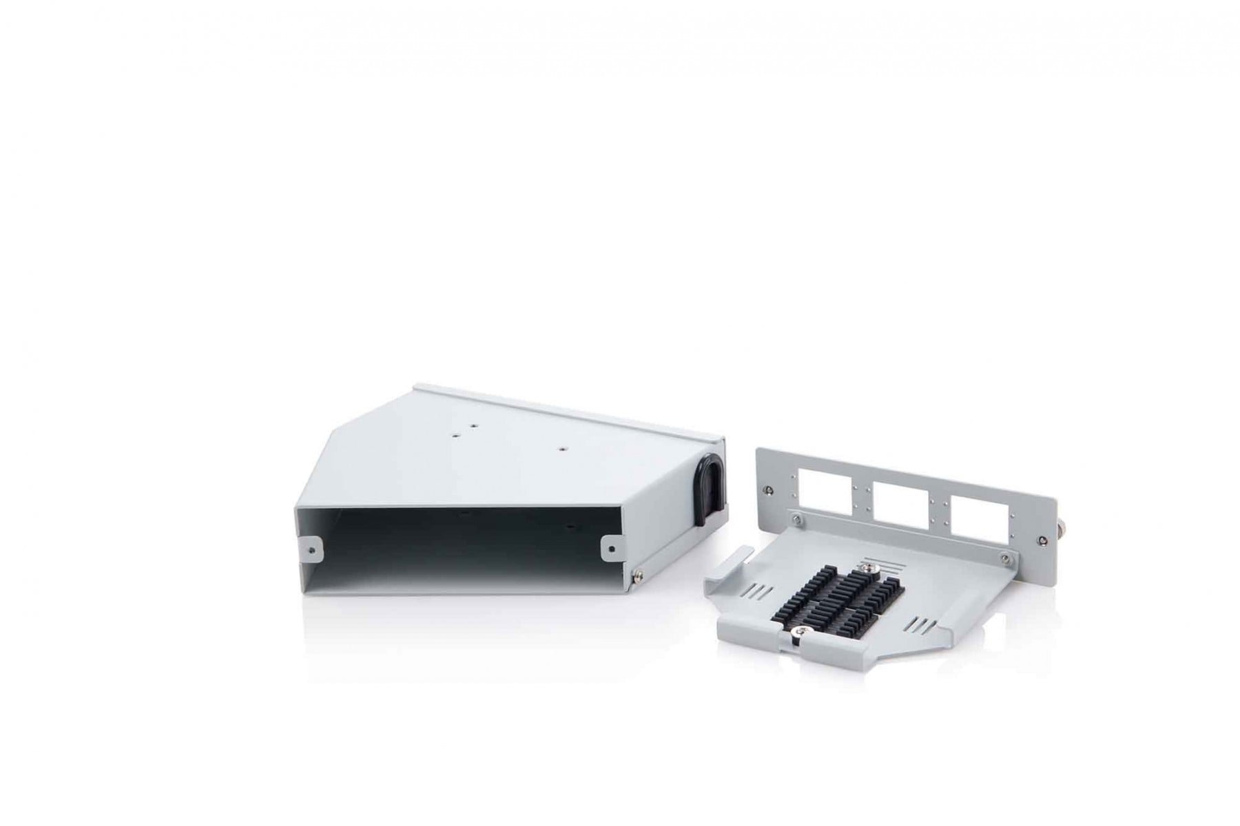 Digitus DN-96893 Répartiteur de fibre optique angulaire sur rail DIN, 6 SC DX/LC Quad, gris