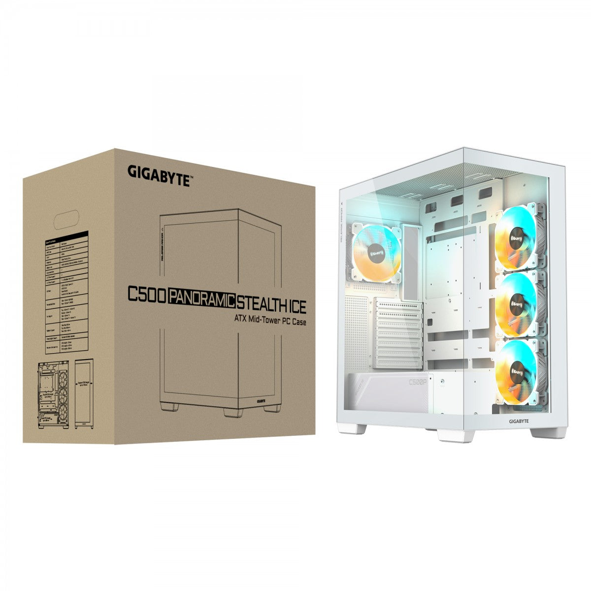 GIGABYTE C500 PANORAMIC STEALTH Midi Tower Blanc