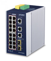 PLANET IGS-20160HPT commutateur réseau Géré L2/L3 Gigabit Ethernet (10/100/1000) Connexion Ethernet, supportant l'alimentation via ce port (PoE) Bleu, Blanc