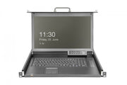 Console KVM modulaire 17'' HD LCD TFT, 8 ports HDMI, pavé tactile, clavier GE, noir