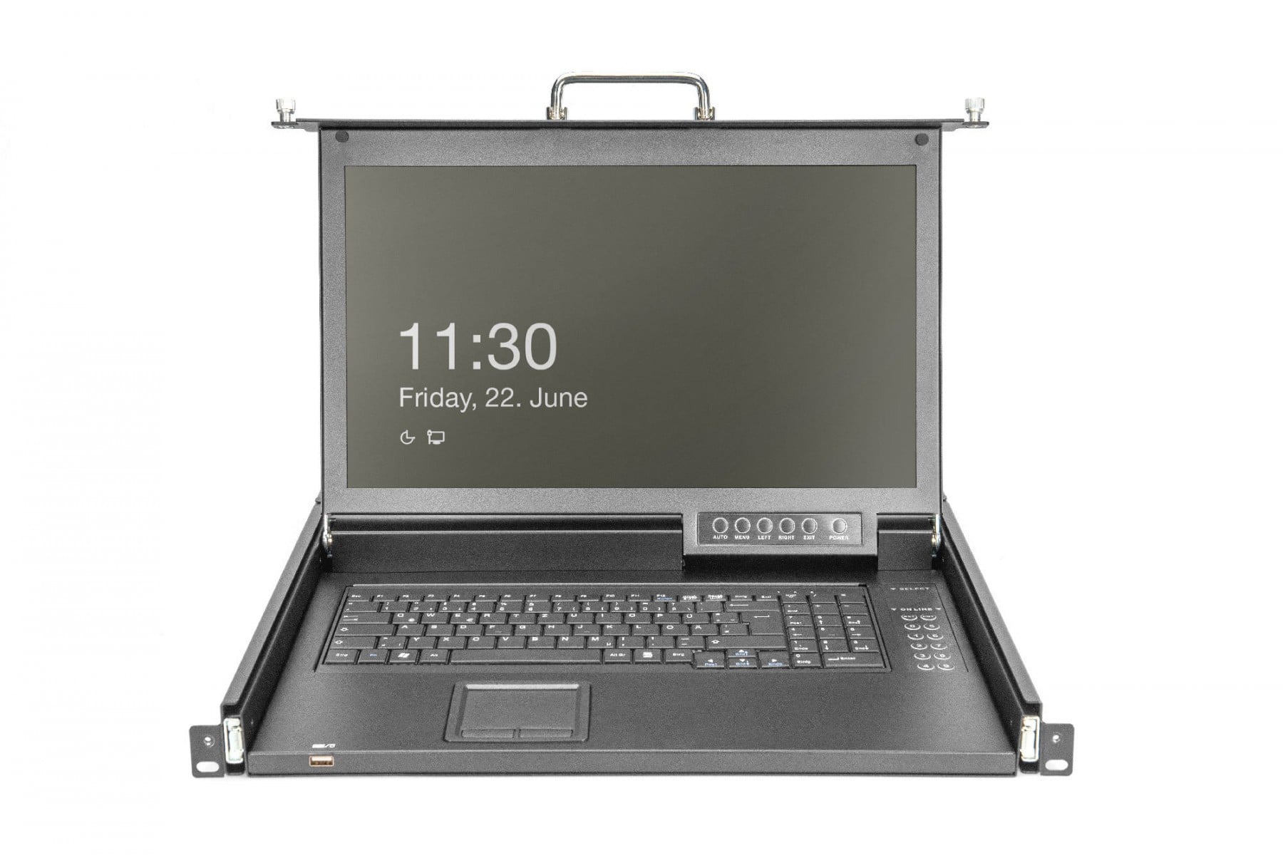 Console KVM modulaire 17'' HD LCD TFT, 8 ports HDMI, pavé tactile, clavier GE, noir