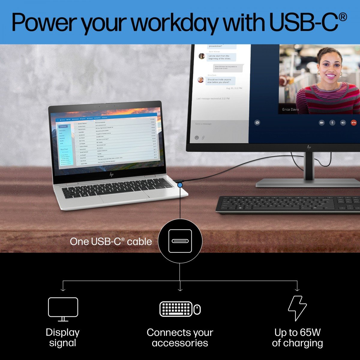 HP Écran 4K E27k G5 27p 4K UHD 3840x2160 HDMI USB-C DisplayPort