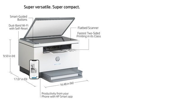 HP LaserJet MFP M234dw MFP Mono B/W laser Legal media 29ppmcopy 29ppmprint 150 sheets USB 2.0 LAN Wi-Fi light basalt