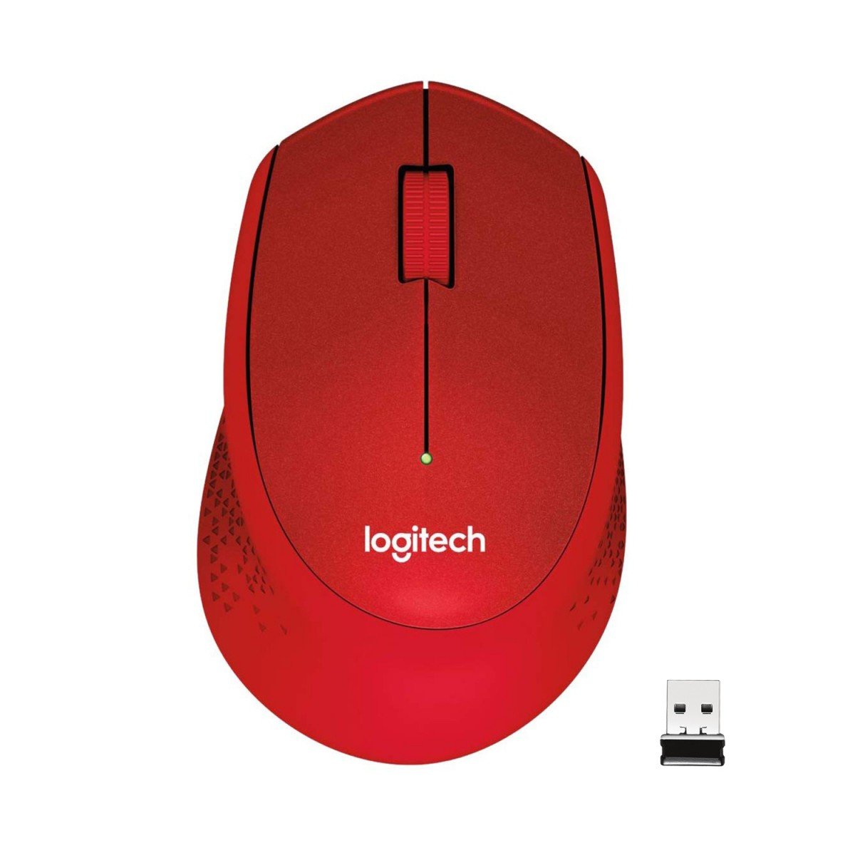 LOGITECH M330 SILENT PLUS Mouse 3 buttons wireless 2.4 GHz USB wireless receiver red