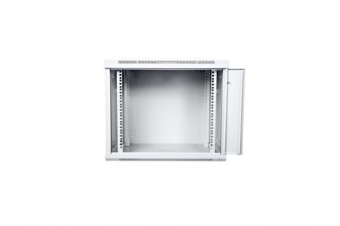 "Digitus DN-W19 09U/600 Armoire réseau murale 19"" 9U rack 600x600, porte en verre, gris, a section unique, assemblée, 60kg"