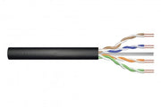 CAT 6 U-UTP outdoor installation cable, 250 MHz Fca (PVC), AWG 24/1, w/o cross, 100 m, sx, black
