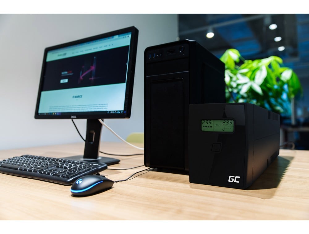 Green Cell UPS01LCD alimentation d'énergie non interruptible Interactivité de ligne 0,6 kVA 360 W 2 sortie(s) CA