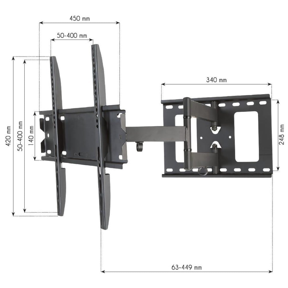 "Techly ICA-PLB 148M Support mural pour TV 23-55"" LED/LCD 45kg pivotant inclinable"