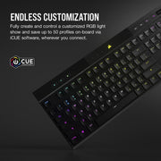 Corsair K100 AIR clavier Gaming USB + RF Wireless + Bluetooth QWERTY Anglais Noir