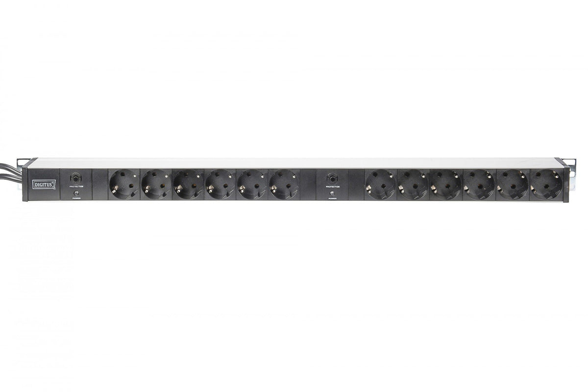 Digitus Bloc multiprise avec profilé en aluminium et protection contre la surcharge, prise électrique a contact de protection avec 12 sorties, connect