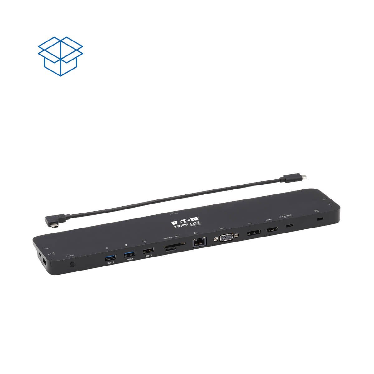 EATON TRIPPLITE USB-C Dock Triple Display 4K HDMI & DP VGA USB 3.2 Gen 1 USB-A/C Hub GbE 100W PD Charging