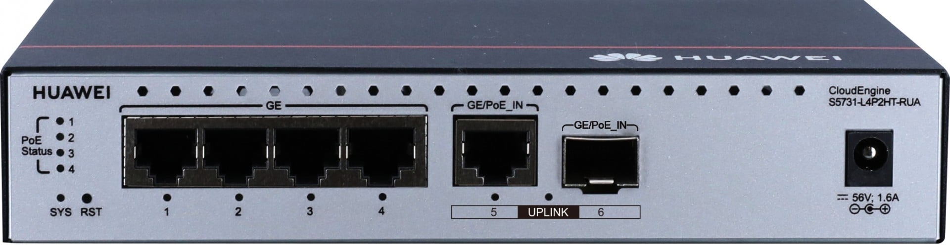 Huawei Switch S5731-L4P2HT-RUA (4*GE ports, PoE++, 1*GE hybrid optical-electrical SFP port, 1*GE port, PoE input) + license L-MLIC-S57L (98011776)
