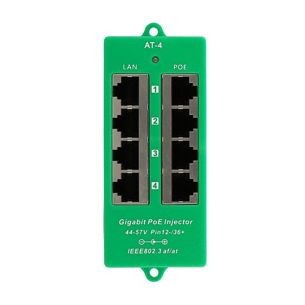 Extralink Injecteur PoE Gigabit 4 Ports | Actif, 4 ports Gigabit 802.3at/af, Mode A