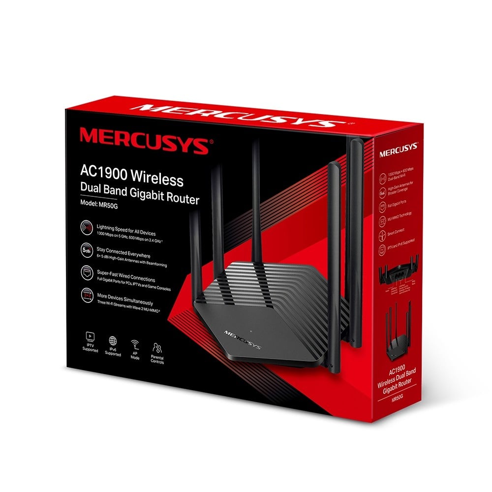 TP-LINK MERCUSYS MR50G AC1900 DualBand WiFi router 6x Fixed External Antennas 2x GE LAN 1xGE WAN
