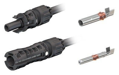 Staubli Ensemble de connecteurs MC4 EVO2 // Staubli EC/Multi-Contact MC-PV-KST4-EVO2 (-) et MC-PV-KBT4-EVO2 (+) // Plage de sections de câble 4mm2 et 6mm2 // Le