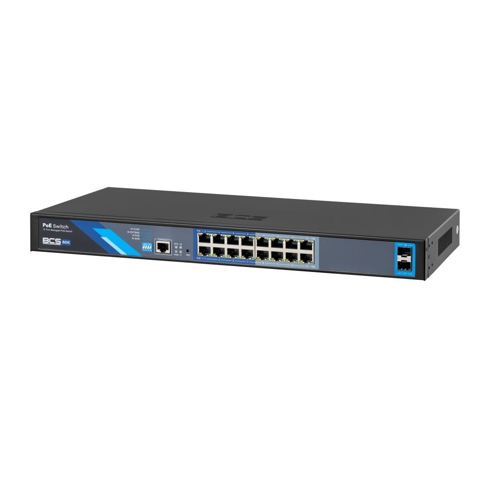 BCS BCS-B-SP16G-2SFP-M Commutateur PoE géré 16 ports 1Gbps avec uplink SFP 150W