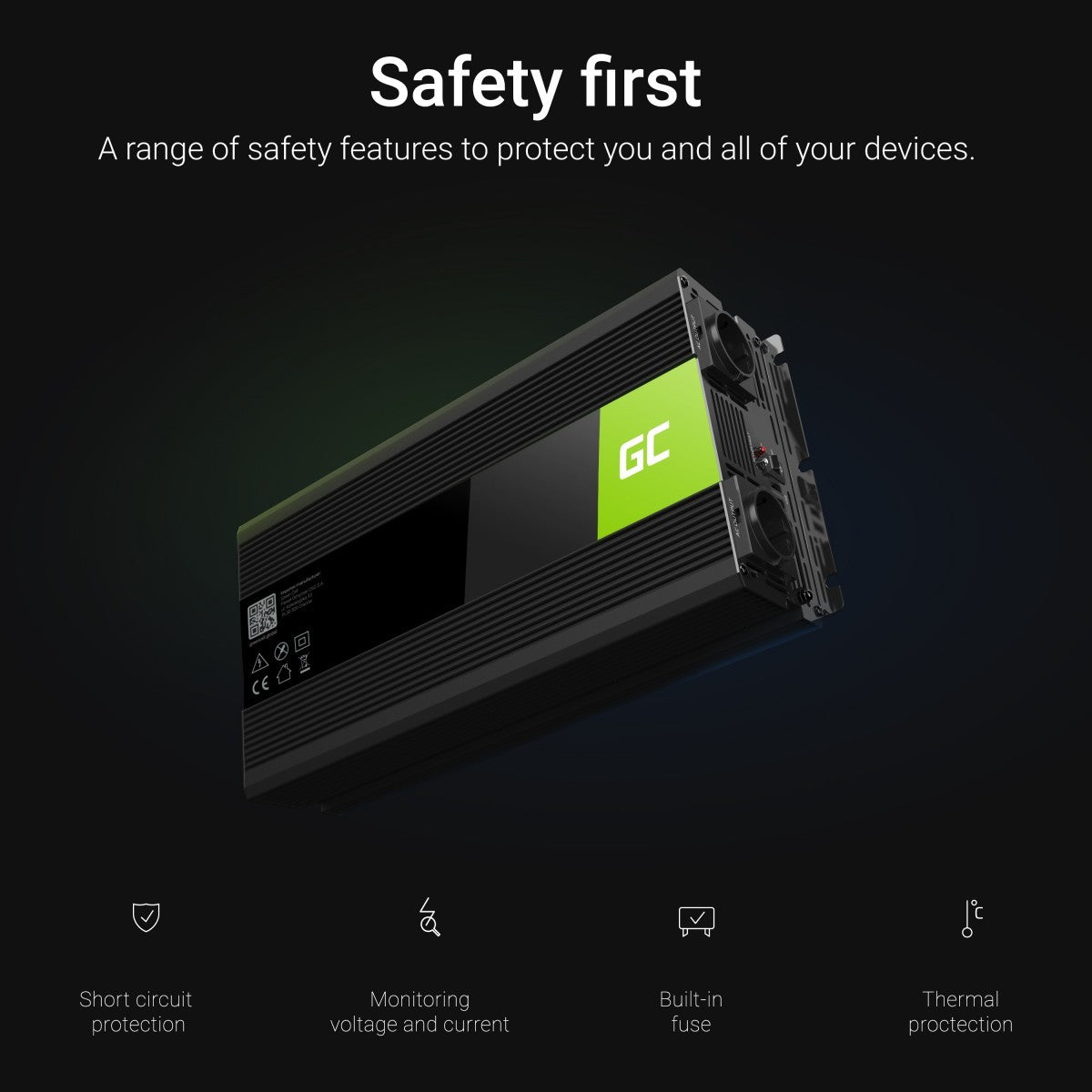 Green Cell INV15 adaptateur de puissance & onduleur Auto 3000 W Noir