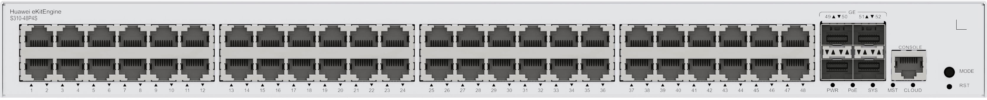 HUAWEI S310-48P4S 48x10/100/1000BASE-T ports 380W PoE+ 4xGE SFP ports built-in AC power eKit