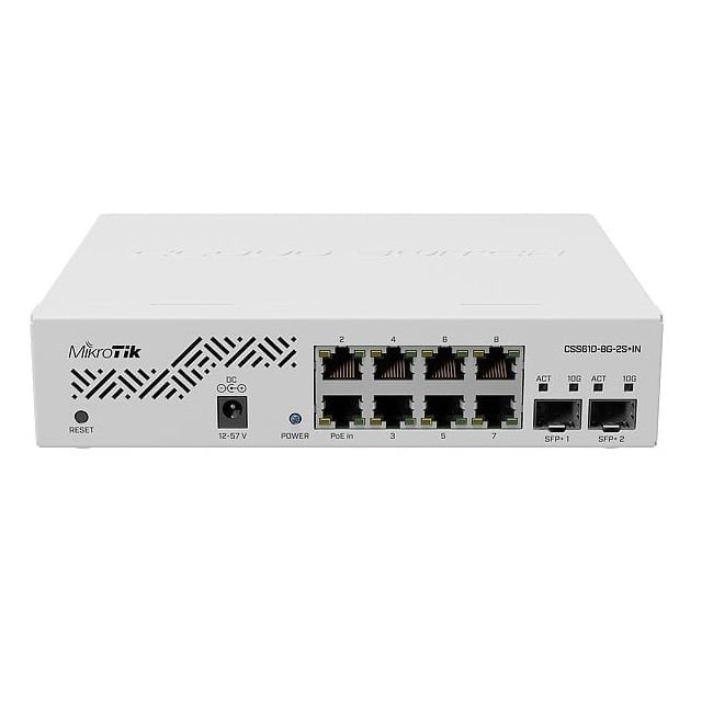 Mikrotik CSS610-8G-2S+IN commutateur Ethernet Gigabit (10/100/1000) avec prise en charge PoE in (pas de prise en charge PoE out) Blanc