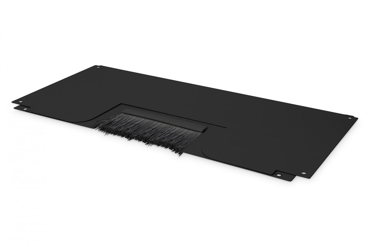 Panneau de fermeture supérieur / inférieur pour support de montage avec entrée de câble brossée, noir (RAL 9005)