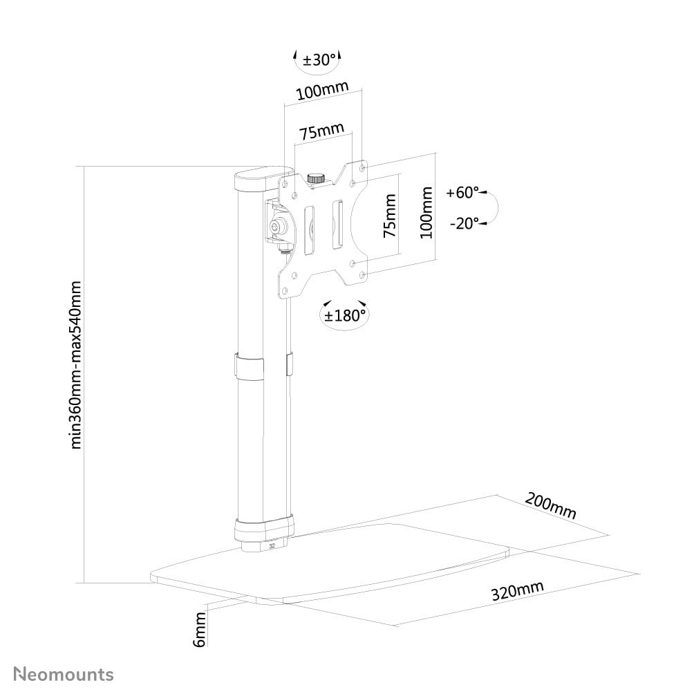 NEOMOUNTS FPMA-D890WHITE Support décran à poser 10-30p