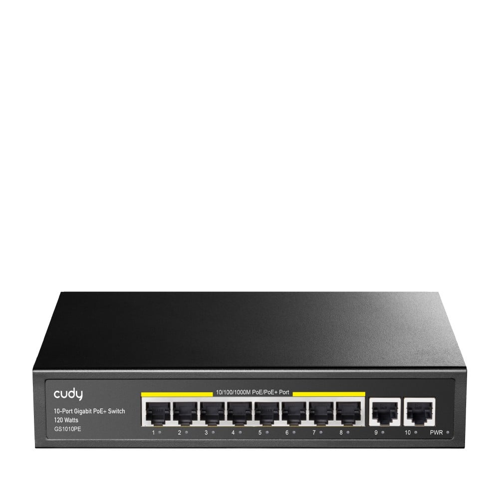 Cudy GS1010PE commutateur réseau Gigabit Ethernet (10/100/1000) Connexion Ethernet, supportant l'alimentation via ce port (PoE) Noir