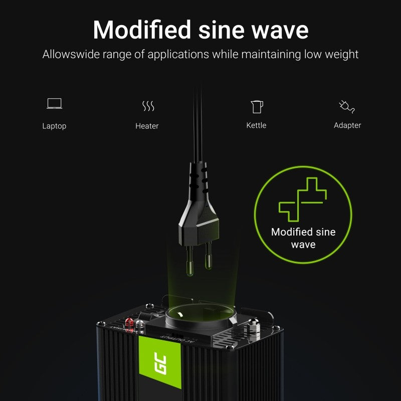 Green Cell INV08 - Extérieure - 12 V - 50 Hz - 1000 W - 230 V - DC-to-AC
