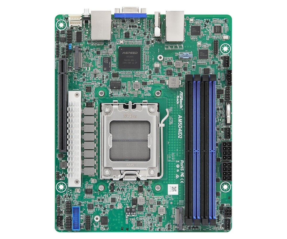 ASRock AM5D4ID2, 1xSKT AM5, AMD Ryzen 9000, X300, 2xM.2, 2xGbE, IPMI