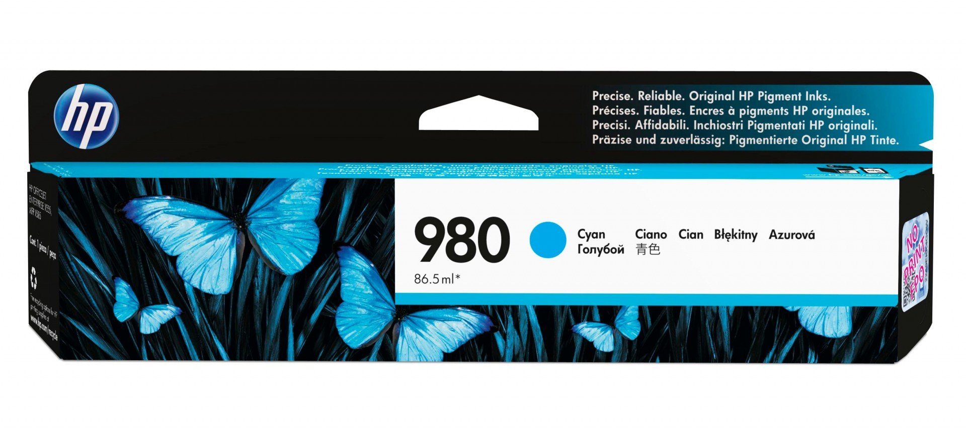 HP 980A original Ink cartridge D8J07A cyan standard capacity 86.5ml 6.600 pages 1-pack Office jet Enterprise